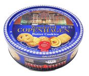 Danish Butter Cookies 340g (12 Ounce) with 32% Butter Content - in Wonderful Copenhagen Tin with Embossed Lid by Jacobsens of Denmark - Traditional Biscuit Tin Gift