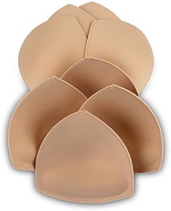 SERMICLE Bra Pad Inserts 4 Pairs, Bra Pads Sewn Padded for Sports Bra A/B or C/D,D/E Cup Beige or Black, White Optional, Beige, C-D