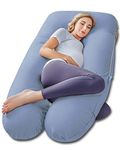 Meiz Pregnancy Pillow, Pregnancy Pillow for Sleeping, Cooling U Shaped Body Pillow, Maternity Pillow for Pregnant Women with Silky Jersey Cotton Cover, Blue