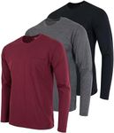 3 Pack Men's Cotton Quick Dry Dri Fit Shirt Long Sleeve Crew Pocket T-Shirt Tee Gym Casual Work Workout Undershirt Clothes Fashion Shirts Athletic Active Soft Sleep Cool Lounge Performance- Set 5, 3XL