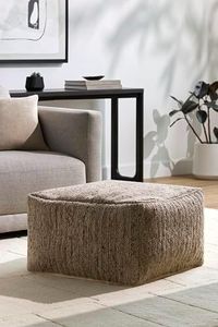 Mark&Day Pouf Ottoman, Vanesa Modern Brown Rectangle Pouf Foot Rest for Living Room, Bedroom and Boho Home Decor (14"x24"x24")