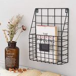 Holdfiturn Wall-Mounted Magazine Rack 30 * 25 * 10CM Metal Magazine Newspaper Holder Rack File Simple Newspaper Basket,Magazine Rack for Door(Black)