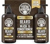 Viking Revolution - Beard Shampoo And Conditioner - Natural Beard Wash & Beard Conditioner With Argan & Jojoba Oils - Softens & Strengthens - Gifts For Men - Sweet Tobacco - 2 x 500 ml