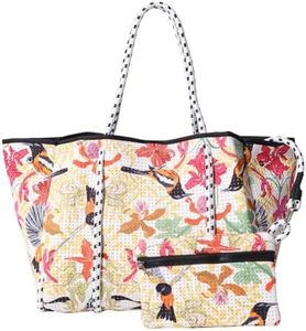 POPUPS Large Neoprene Tote Bag for Women - Everyday Designer Handbag for Travel Work and Beach with Pockets and Zipper Pouch (Prints Venezuela)