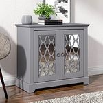 Galano Novara 2 Door Sideboard, Storage Cabinet and Organizers - Display Cupboard Console - Freestanding Cabinet for Living Room, Entryway, Hallway, Kitchen - Cool Grey