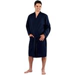 Mens Dressing Gown Lighweight Cotton Rich Jersey Summer Navy L