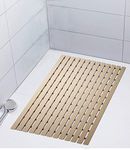 Shower Mat Non Slip for Bathroom, Anti Skid Bathtub Mat (Plastic Stripped- Rubber Base, 46cm x 61cm)- Beige