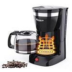 RAINBEAN Filter Coffee Machine, Drip Coffee Maker with 1.25L Glass Coffee Jug & hot plate, Auto Pause, Reusable Filter, Keep Warm Functions, 800W, Black