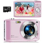 4K Small Digital Camera 48MP Digital Point and Shoot Camera, Compact Digital Camera with 2.88' IPS Screen 48MP for Photo and Video Support 16X Zoom Macro Mode and Flash, Beginner Camera for Teens