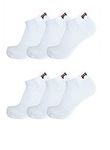 Fila 6 Pair Socks Quarter Sneakers Trainers Unisex, 35-46 Trainer Socks, Plain - White, 9-11 UK