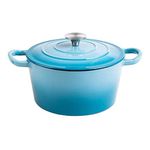Stalwart DA-A20WT Enameled Cast Iron Casserole Dish Round Turquiose 20cm 1.5 litres