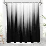 AAtter Black and Grey Shower Curtain White Gray Ombre Mens Decorative Trendy Simple Silver Abstract Artistic Aesthetic Fabric Home Bathroom Decor Bathtub Set with 12 Hooks, 60x72, Modern