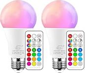 iLC Colour Changing Light Bulb Dimmable 10W E27 Edison Screw RGBW LED Light Bulbs Colour Changing Lights, Mood Light RGB Cool White 5700K Coloured - 12 Color Choices - Remote Controller (Pack of 2)