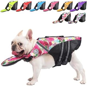 French Bulldog Life Jacket, High Flotation Dog Life Vest for Swimming Boating, Reflective Dog Swim Vest with Chin Float and Rescue Handle (Chest Girth: 17" to 30",Weight: 17" to 28" LB)