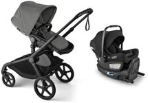 Bugaboo Kangaroo Stroller Travel System Bundle – All-Terrain Single-to-Double Stroller + Bugaboo Turtle Air Shield by Nuna Infant Car Seat with Recline Base – Newborn to Toddler - Moon Grey