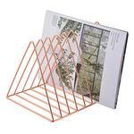 Magazine Rack Book Record Holder, Desktop Iron Storage Rack Bookshelf Multifunction Triangle File Organizer Decor Home Office