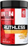 Iron Brothers Supplements Ruthless Pre workout Powder for Women & Men | Creatine-Free Nitric Oxide Booster | Energy & Focus | Natural Workout Supplement, Bulk Pre-Workout | 40 Servings (Orange Cream)