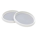 Roninkier Lazy-Susan Rotatable Spice Rack - 2-Pack 25cm Cupboard Organiser Turntable - Condiment Holder for Fridge Pantry Cabinet (White/Gray, 2)