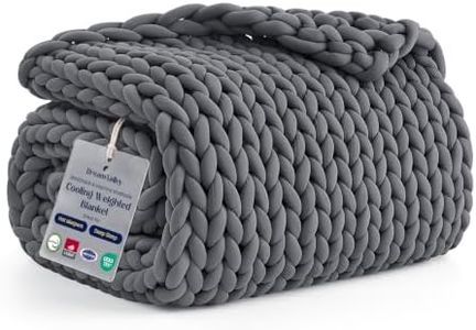 Dream Valley Hand-Braided Cooling Weighted Blanket for Adults Cozy Chunky Knit Hand-Knitted Throw Blanket Cooling Comfort for Deep Sleep & Hot Sleepers, 12 lb, Charcoal, 40"x60"