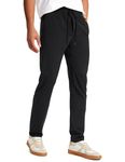 CRZ YOGA 4-Way Stretch Athletic Pants for Men 30" Workout Lounge Casual Work Jogger Pants with Zip Pocket Black Large
