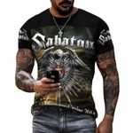 Sabaton Men's Cotton Black Tee Shirts Short Sleeve T-Shirt Round Neck Soft Tshirt for Men Fans Gifts Merch Clothes Novelty Tops