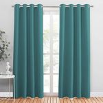 PONY DANCE Long Blackout Curtain - Eyelet Top Window Curtains for Sunlight & UV Rays Protected Thermal Insulated Drapes for Sliding Glass Door, 2 Pieces, 55 inch Wide by 87 inch Drop, Sea Teal