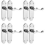 XFORT Richmond Lever Latch Scroll Polished Chrome Door Handles, Door Handle Set for Wooden Doors, Internal Door Handle for All Types of Internal Doors [4 Pairs].