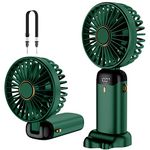 Rafada Handheld Fan, Mini Portable Fan USB Rechargeable, Small Pocket Fan 5 Speeds with Lanyard and Base, Built-in 4200mAh Battery USB Desk Fan Foldable for Office, Outdoor, Home, School (Green)