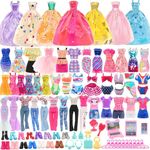 Miunana Doll Clothes and Accessories Fashion Dresses Tops Pants Outfits Party Gown Mini Dresses Swimsuits Bikini Shoes Crown Necklace for 11.5 inch Doll (61Pcs)