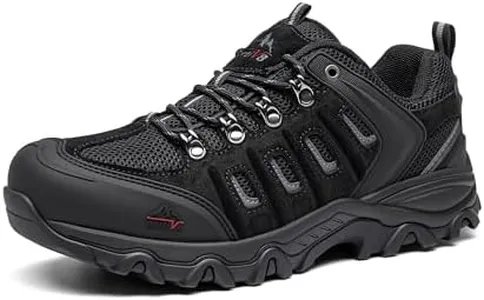 NORTIV 8 Men's Waterproof Hiking Shoes Leather Low-Top Hiking Shoes for Outdoor Trailing Trekking Camping Walking Black/Grey Size 15 QUEST-1-W