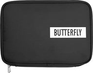 Butterfly Table Tennis Racket Cover Logo Case | Table Tennis Case + Break Protection for up to 2 Rackets | Rectangular Design, Black