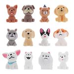 cobee Dog Figurines Playset, 12 Pieces Realistic Mini Puppy Figures Miniature Dog Animal Toy Set Hand Painted Dog Playset for Cake Topper Birthday Present Party Favor