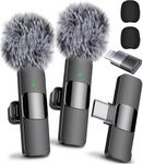 Mini Mic Pro Wireless Microphone for iPhone, iPad, Android, Lavalier Microphone for Video Recording - 2 Pack iPhone Mic Crystal Clear Recording with USB-C for Podcast Microphone, ASMR, TikTok