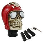 Arenbel Weighted Skeleton Gear Lever Stick Shift Handle Pilot Skull Shape Car Shifter Grip Speed Knob Fit Regular Auto Manual Transmissions, Red