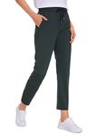 CRZ YOGA Women's Stretch Lounge Sweatpants - 27.5" Travel Trousers Ankle Drawstring 7/8 Athletic Training Tracksuit Bottoms Melanite 10