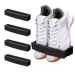 Nirxxiy Adjustable Wall Mounted Shoes Rack, Plastic Shoes Holder Storage Organizer,RV Storage,Door Shoe Hangers 4Pack with Sticky Hanging Strips (Black-4)