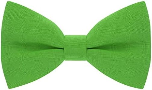 Bow Tie House Men's Classic Pre-Tied Bow Tie Formal Solid Tuxedo (Large, Green Shamrock)