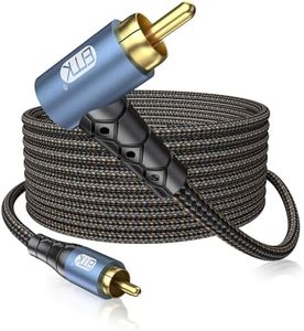 EMK RCA Subwoofer Cable 90 Degree RCA to RCA Audio Cable 24K Gold-Plated Nylon Braided Double Shielded Digital Analogue Supports Amplifiers,Home Theater,Hi-Fi Systems,Subwoofer(30ft/10m)