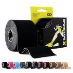 SPORTTAPE Kinesiology Tape, 5cm x 5m, Black - Waterproof & Hypoallergenic Kinetic Physio Tape for Muscle Injury Recovery, Sports Strapping, Knee Pain, Joint Support & Blisters - Single Uncut Roll