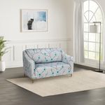 Amazon Brand - Solimo Polyester Stretchable Printed Floral Sofa Cover (2 Seater Sofa Cover, Light Blue)