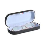 MoKo Eyeglass Case Hard Shell for Men Women, Unisex Portable Travel Protective Sunglasses Cases PU Leather Classic Glasses Storage Box Holder with Cleaning Cloth, Black