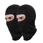 Valtreecho 2Pcs Full Face Cover Black Balaclava Protection Warm Windproof Balaclavas for Men Ski Motorcycle Cycling Neck Hat Outdoor Sports