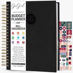 GoGirl Budget Planner & Monthly Bill Organizer – Monthly Financial Book with Pockets. Expense Tracker Notebook Journal to Control Your Money, A4-Sized Spiral-Bound Hardcover, Lasts 1 Year – Black