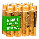 8 Pack HHR-55AAABU NI-MH Rechargeable Battery for Panasonic 1.2V 550mAh AAA Battery for Cordless Phones