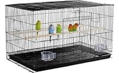 YAHEETECH 30-inch Rectangle Stackable Breeding Flight Parakeet Bird Cage for Finches Budgies Cockatiels Conures Lovebirds Canaries Parrots w/Slide-Out Tray, Black