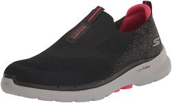 Skechers GO WALK 6 Walking Shoes for Mens, Black Red- 216202-BKRD