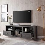 Modern Black TV Stand for TVs up to 80", Large Class TV Stand Cabinet, Modern Entertainment Center with Drawers for 55 65 70 75 inch TV Stand, Wood Storage Cabinet Media Console for Living Room