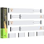 ANTOWIN Bamboo Drawer Dividers Organizers, Expandable Drawer Separators Splitter,17-22 inches Long Adjustable Spring-loaded Organizer for Large Utensil, Clothes, Tools Drawers (White)