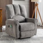 Merax Power Lift Geriatric Recliner Armchair, Reclining Chairs with Single Motor, Heated Massage, Standing Assist, Storage Bag, Cup Holder, Riser and Recliner Chairs Armchairs for Living Room, Grey