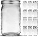 Bedoo Mason Jars 32 oz, 12 Pack Qua